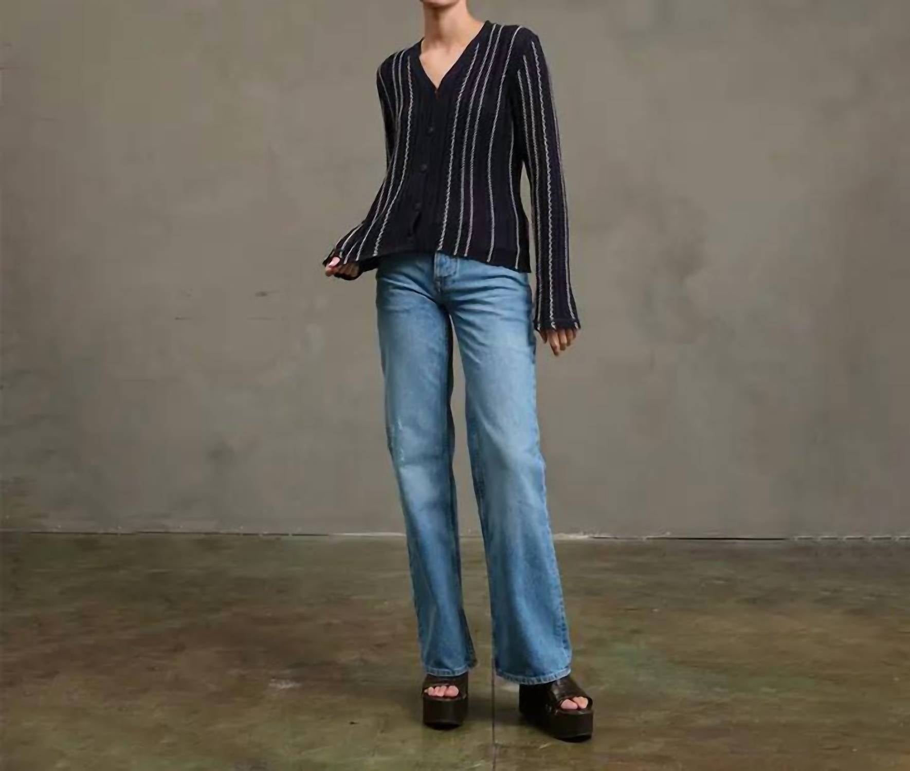 Raisonnel - Slim Wavy Stitch Button Cardigan