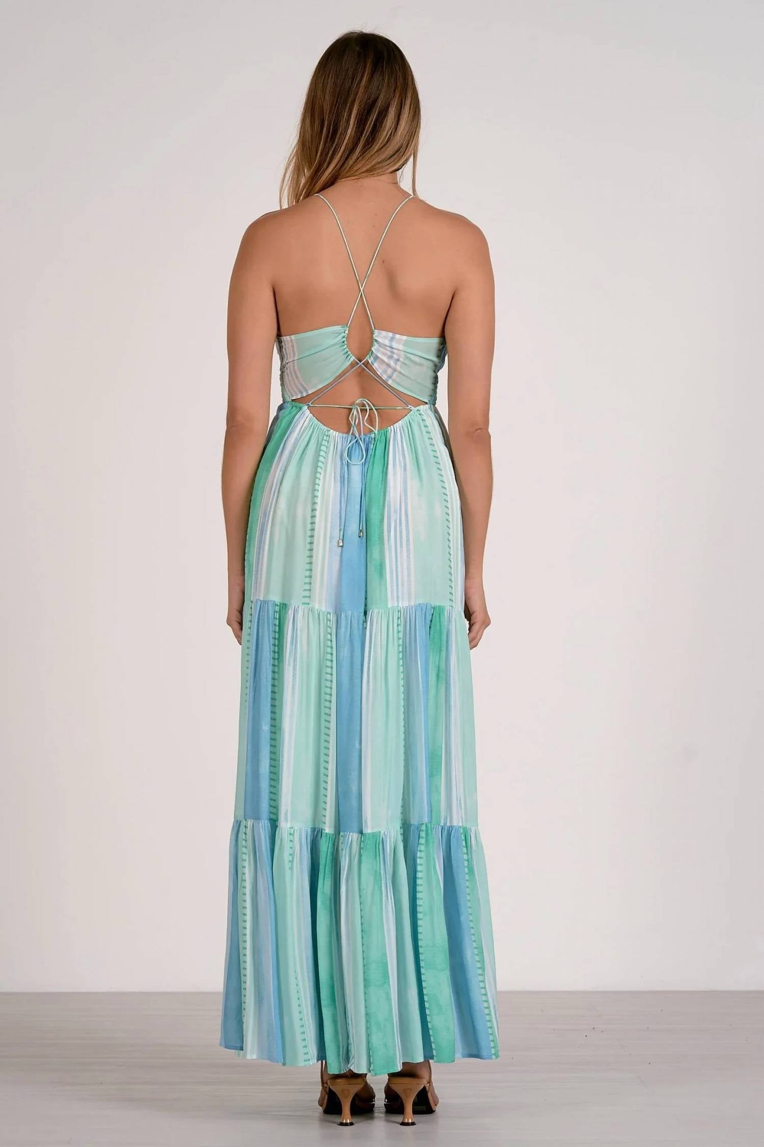 Elan - V-neck Open Back Maxi Dress