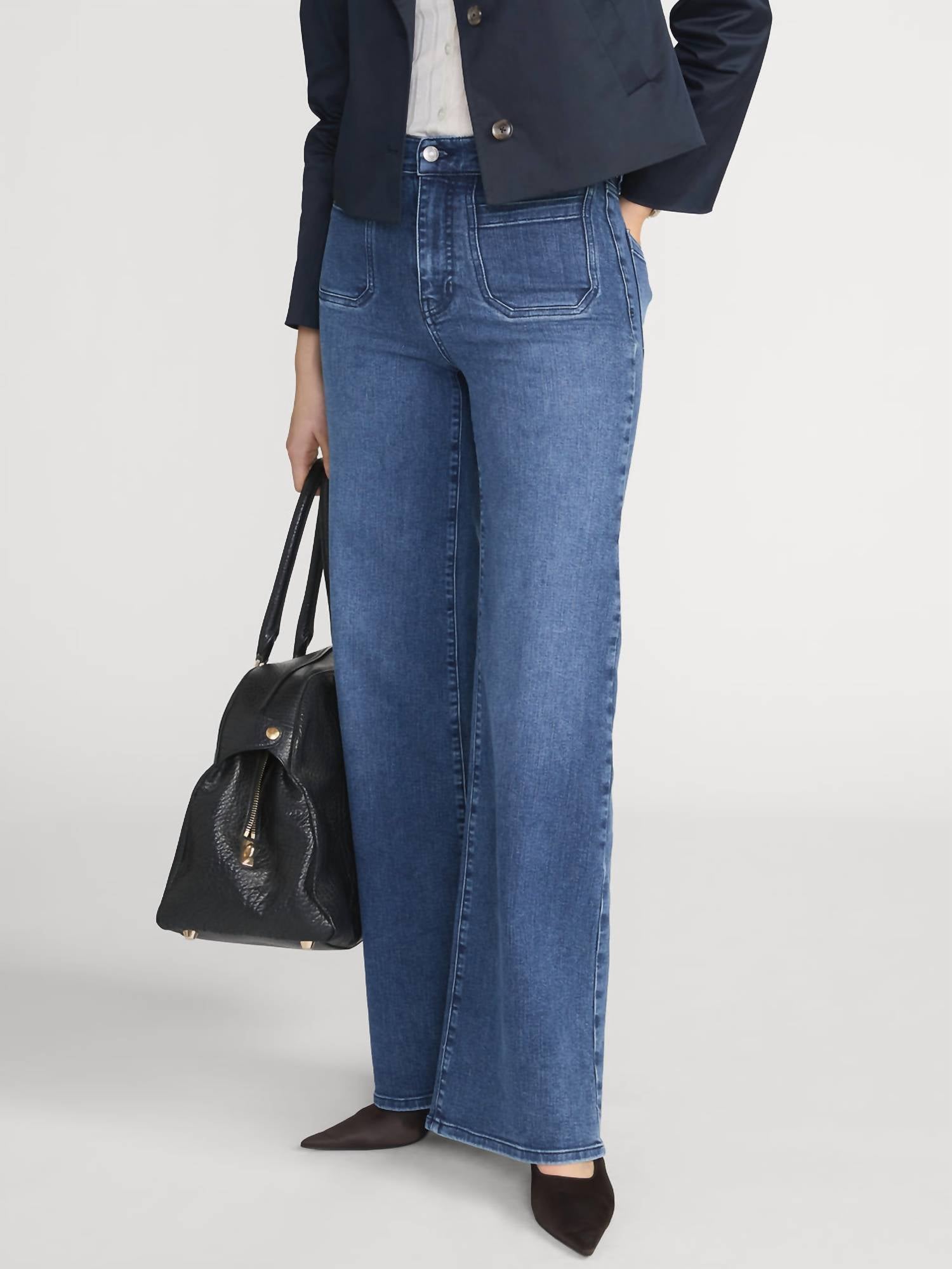 FRAME Le Slim Palazzo Modernist Pocket Jean in iberia - women's jeans - detail view