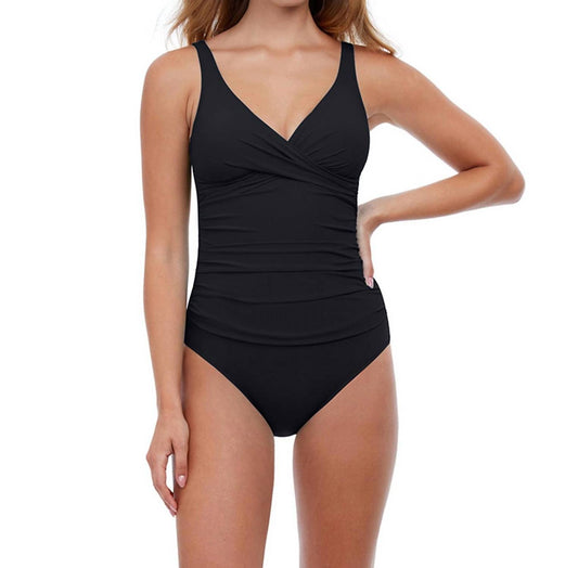 Profile By Gottex - V-Neck Cross Over Surplice One Piece Swimsuit