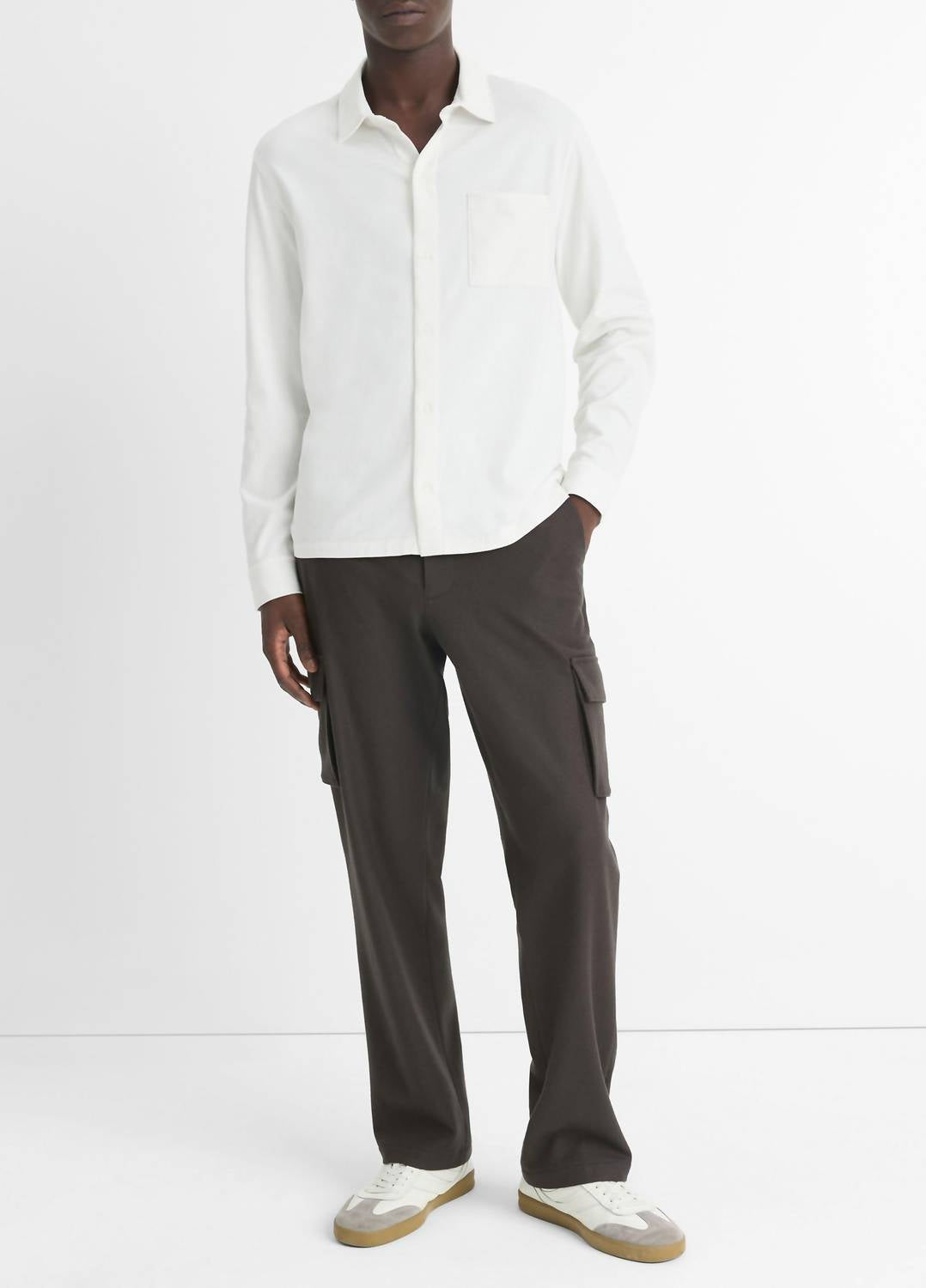 Vince - Sueded Cotton Jersey Long Sleeve Button-front Shirt