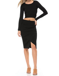 Kendall + Kylie - Compact Long Sleeve Crop Top