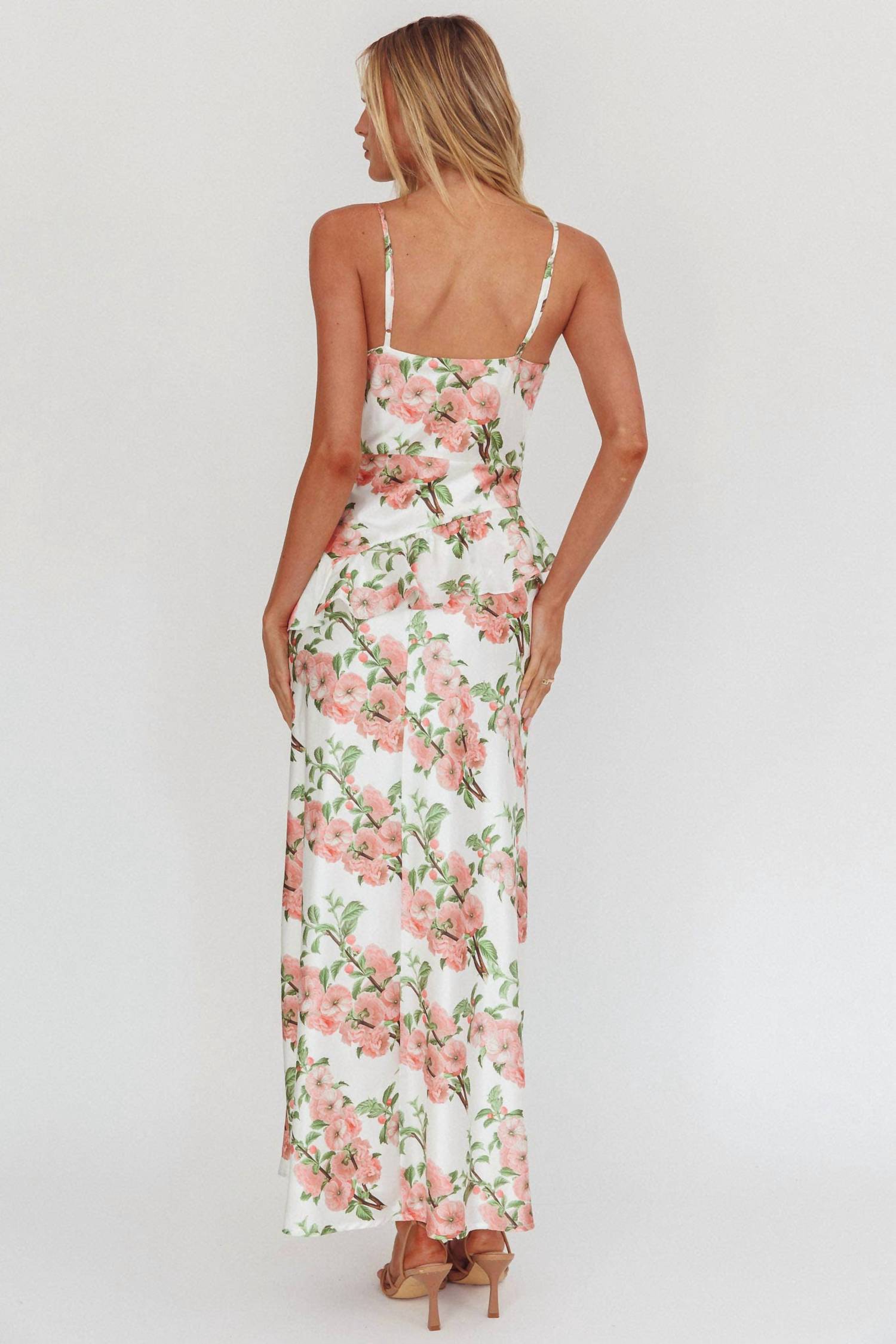 Here Comes The Sun - Jerica Ruffle Waist Floral Maxi Dress