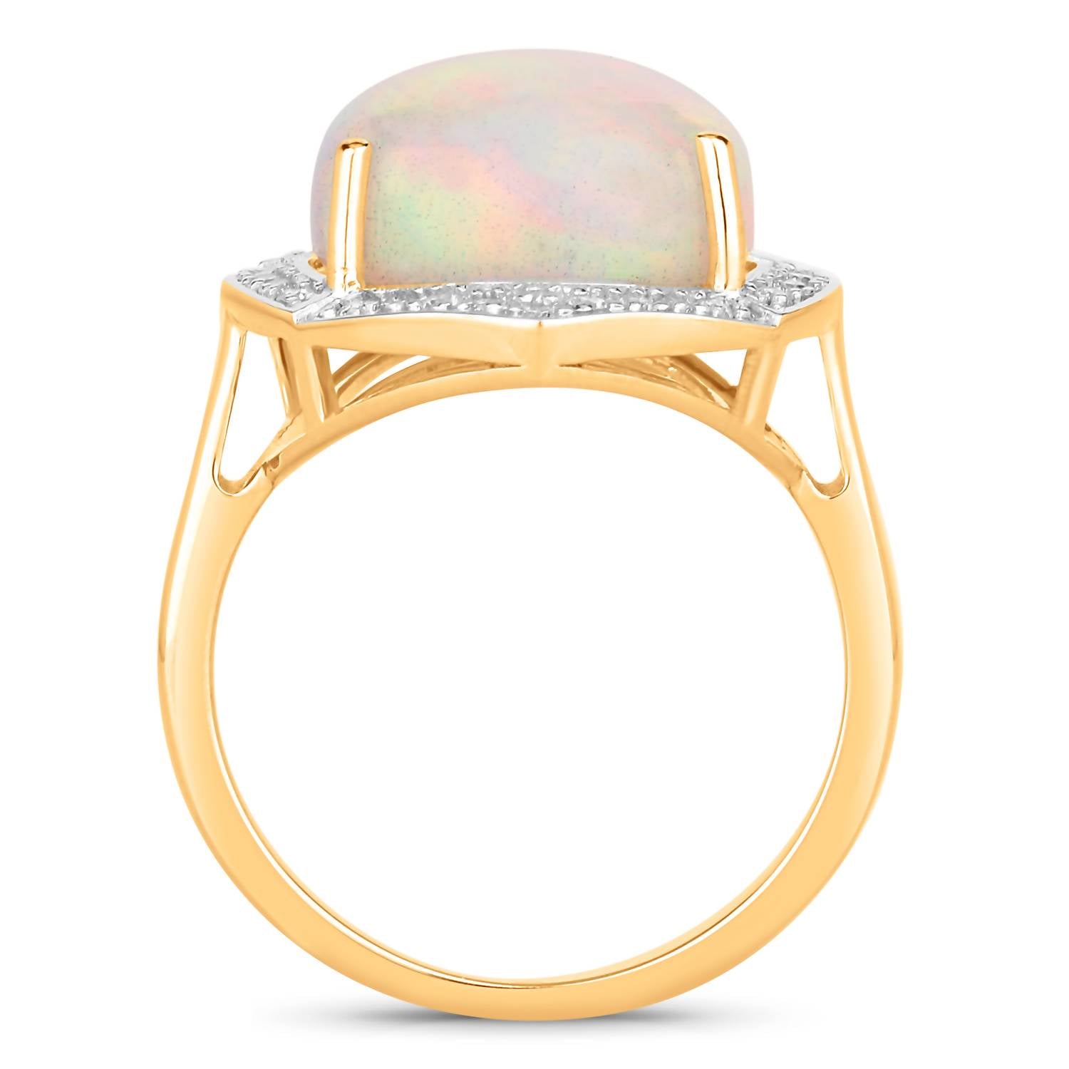 Diana M Jewels Women's Pear Natural Ethiopian Opal Fashion Ring (8.27 Ct) - Elegant Plus in 14k yellow gold - women's jewelry - detail view