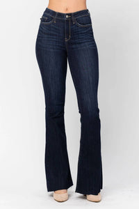Judy Blue - High Waist Raw Hem Flare Jeans