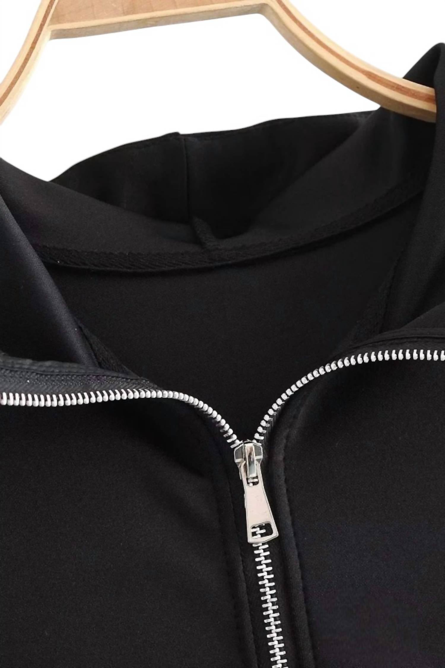 Sundayup - McKenna Contrast Front Zipper Hoodie Jacket