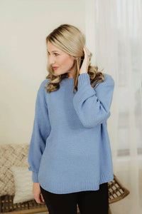 Zenana - High-low Long Sleeve Round Neck Sweater - Plus