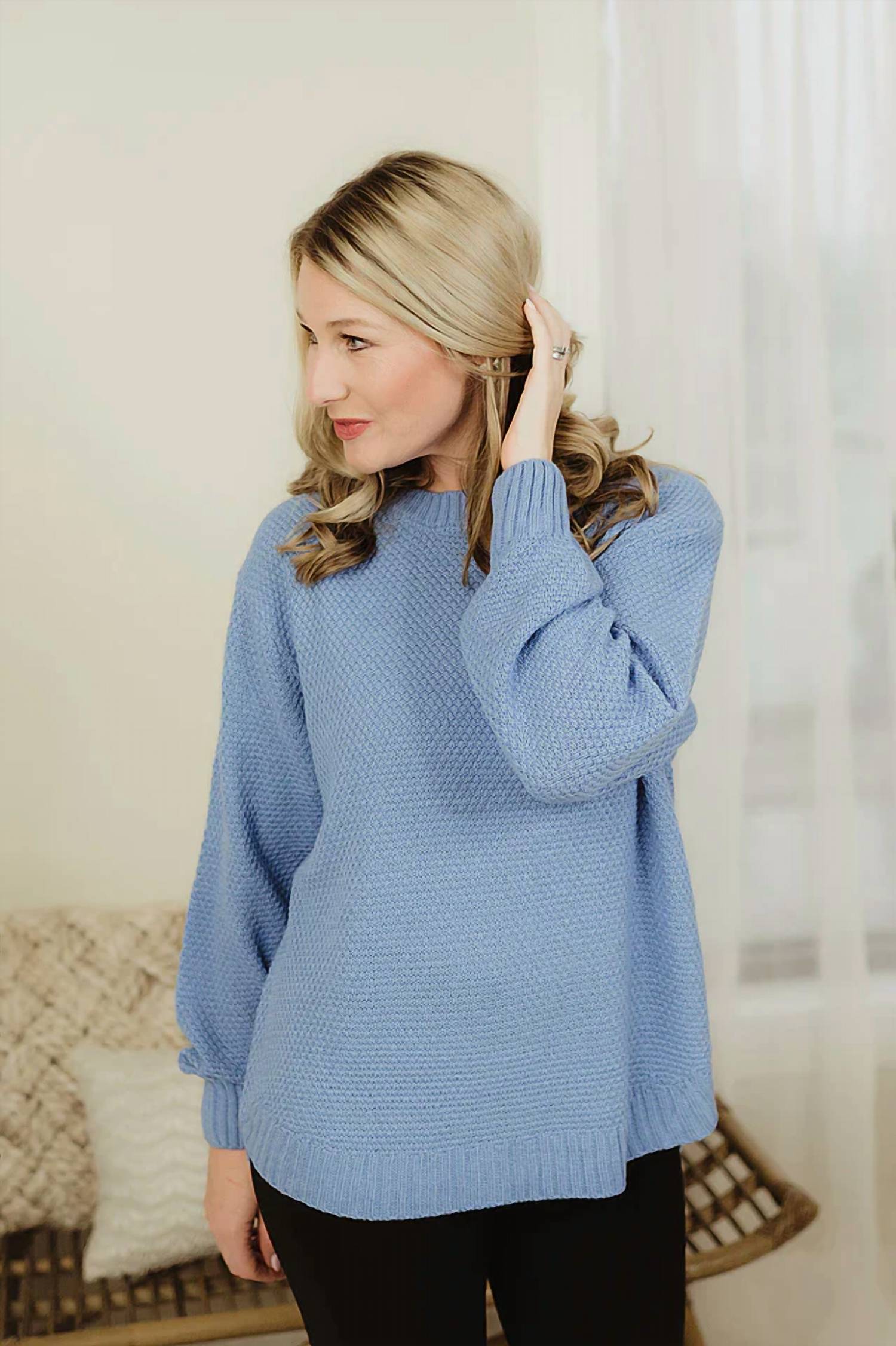 Zenana - High-low Long Sleeve Round Neck Sweater - Plus