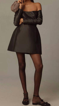Hutch - Long Sleeve Off-the-shoulder Mini Dress