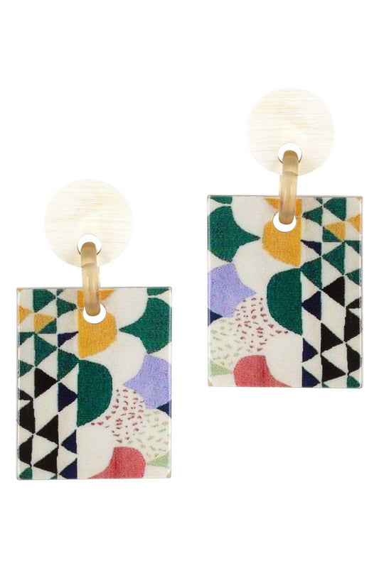 Sunshine Tienda - Women's Aztec Block Drop Earrings