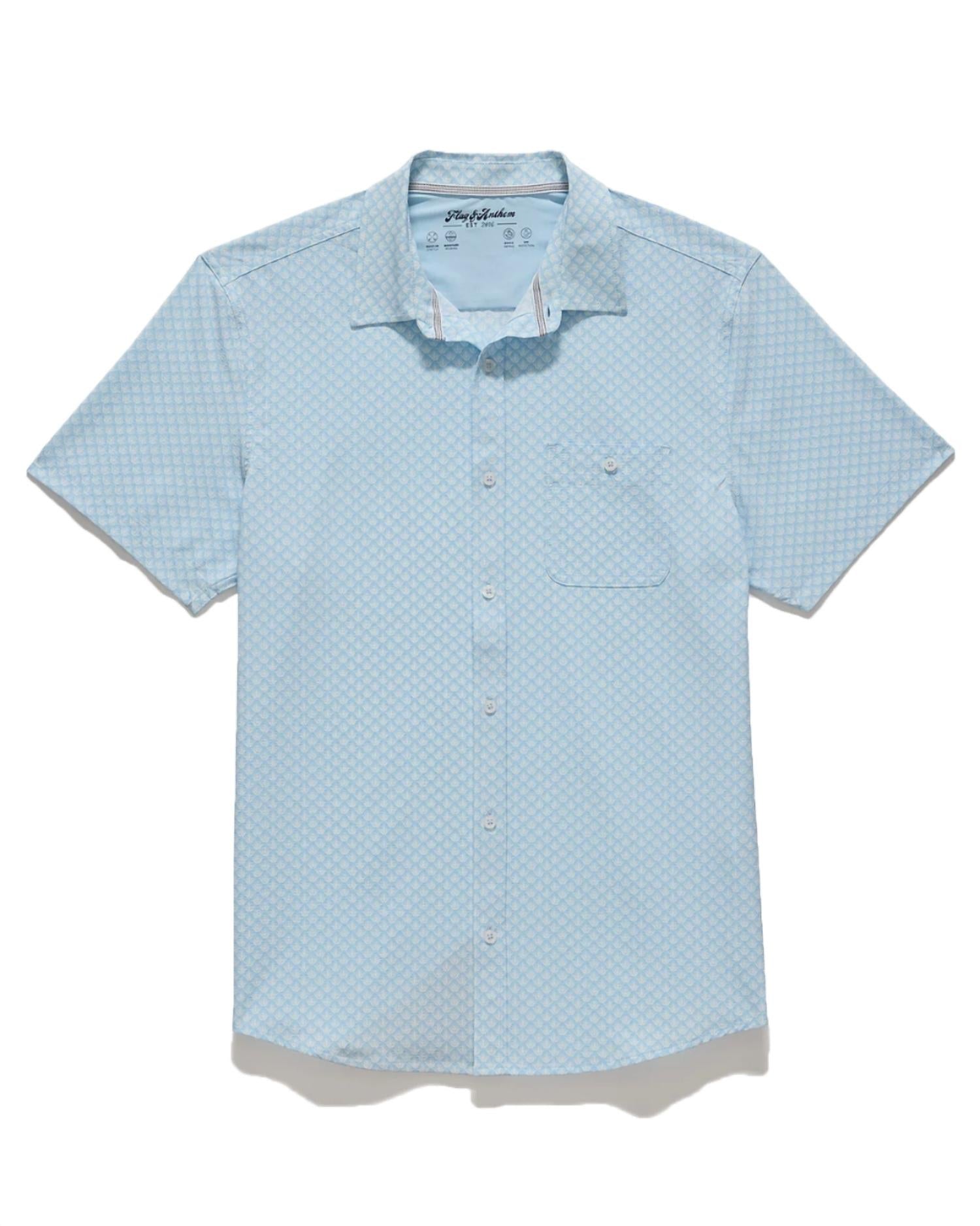 Flags & Anthem - Fridley Short Sleeve Agave Print Seersucker Performance Shirt