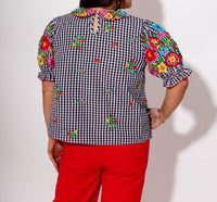 Ivy Jane Gingham Garden Top in black white - women's blouse - alternate view