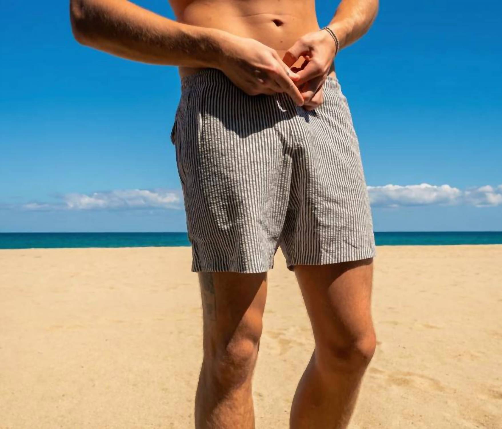 Bermies - Seersucker With Liner Swim Shorts