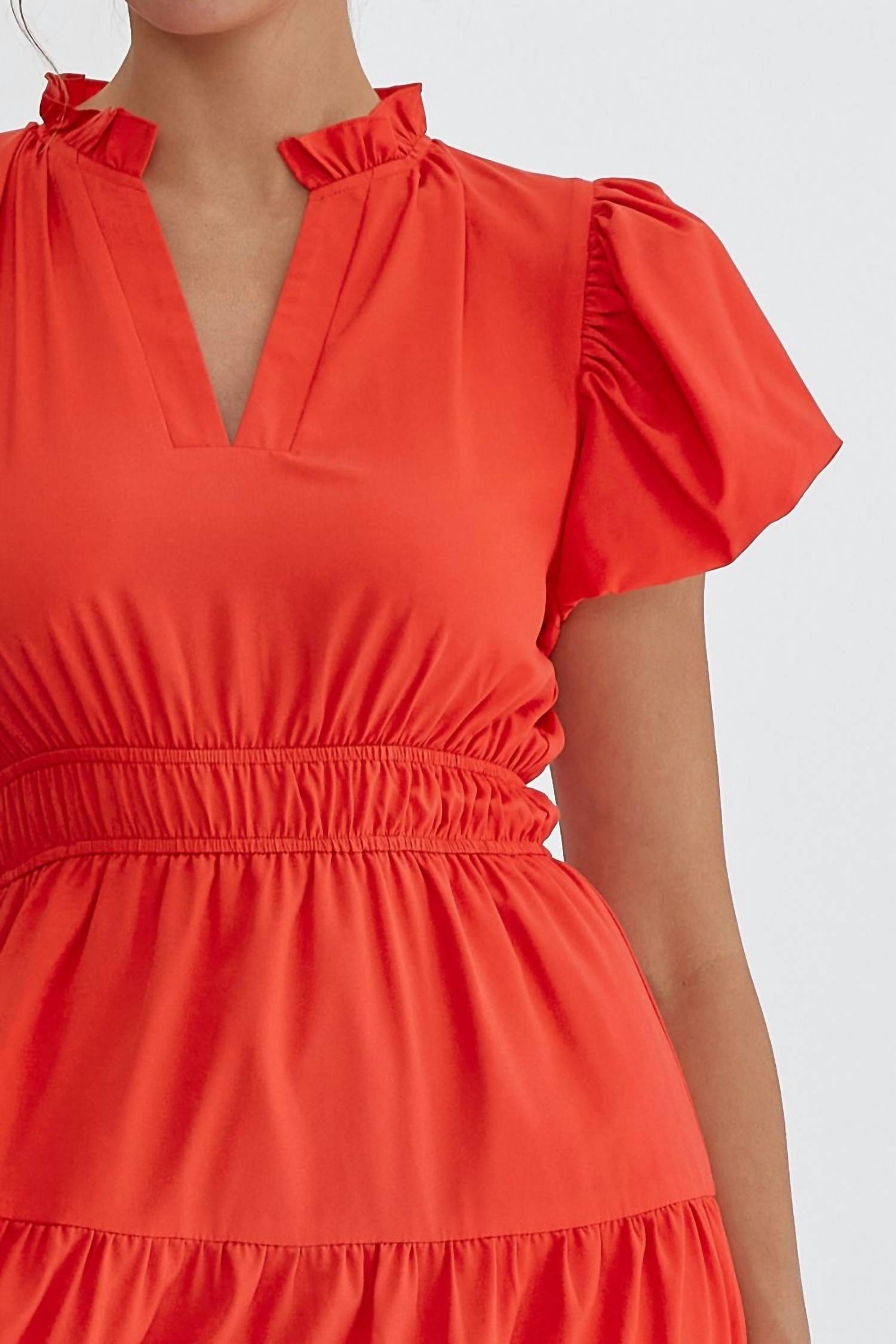 entro Bubble Sleeve V-neck Tiered Dress - women's dress - view 5