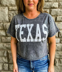 BUCKETLIST Texas Cropped Tee in grey - women's t-shirt