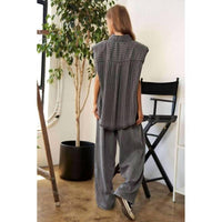 Davi & Dani - Stripe Short Sleeve Button Down Shirt And Pants