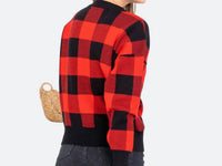 Sweet Lovely By Jen - Gingham Check Knit Sweater