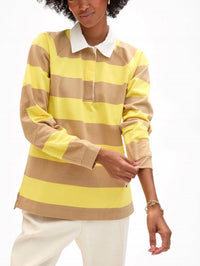 Clare V. Le Rugby Top in khaki bright yellow - women's long sleeve top