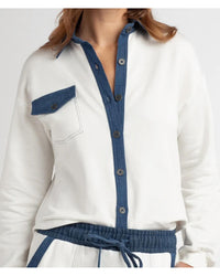 Red Haute - Denim Accent Boyfriend Shirt