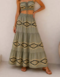 Mystery Resort - Santorini Mosaic Maxi Skirt Set