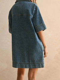 Miou Muse - V-Neck Denim Tunic Dress