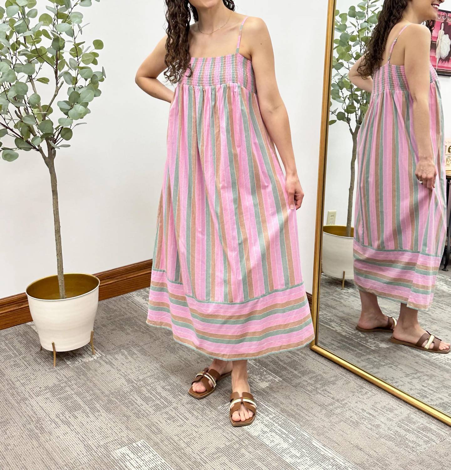 Wishlist - Stripe Smocked Midi Dress