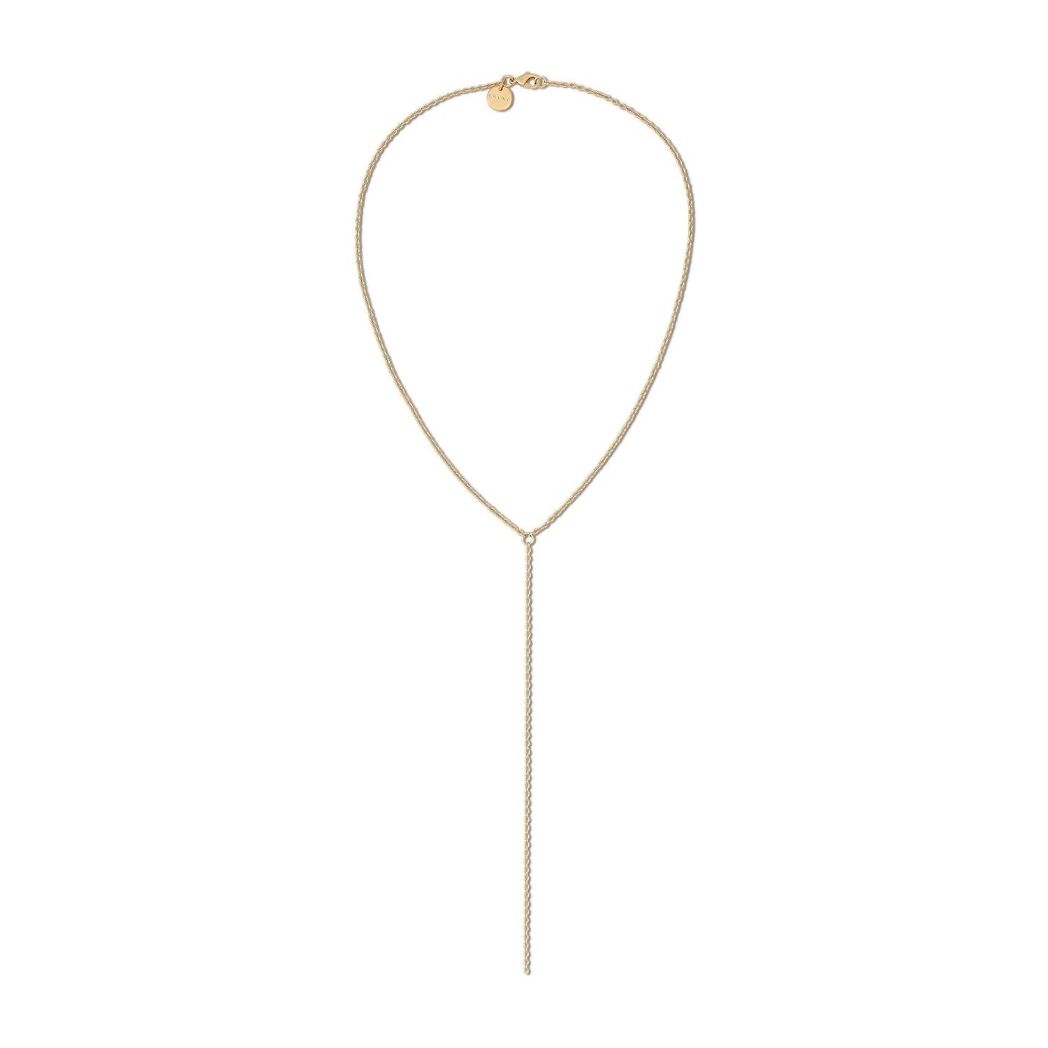 Eklexic - Women's Micro Cable Link Chain Lariat Necklace