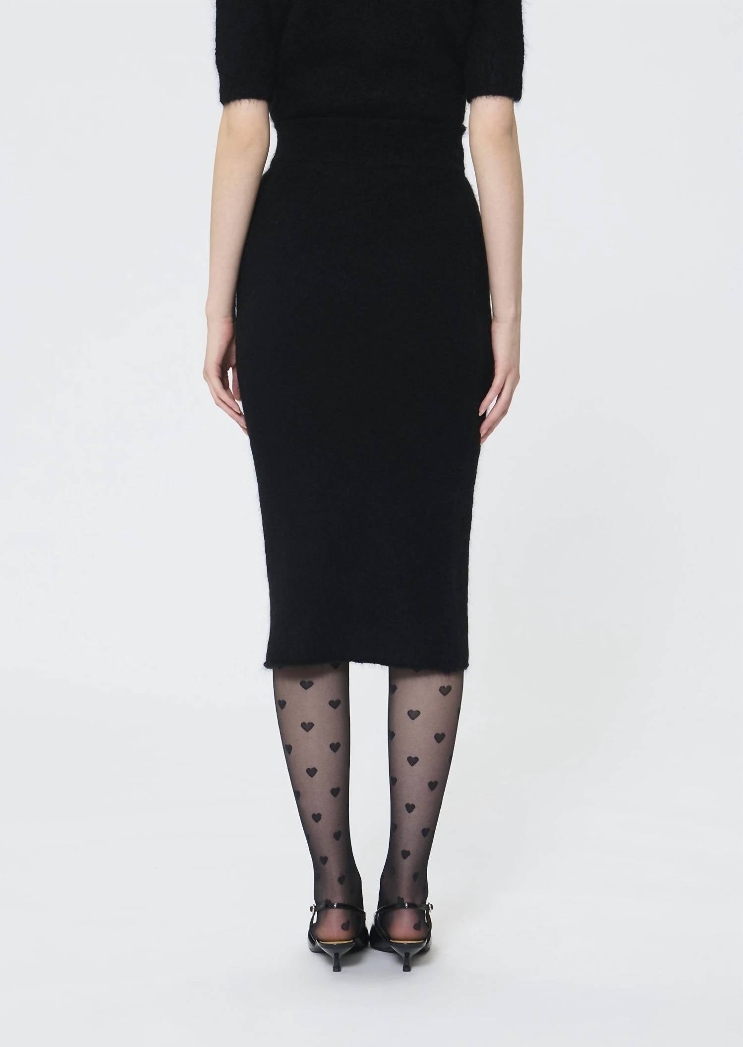 TARA JARMON Janna Knit Skirt in black - women's skirt - alternate view