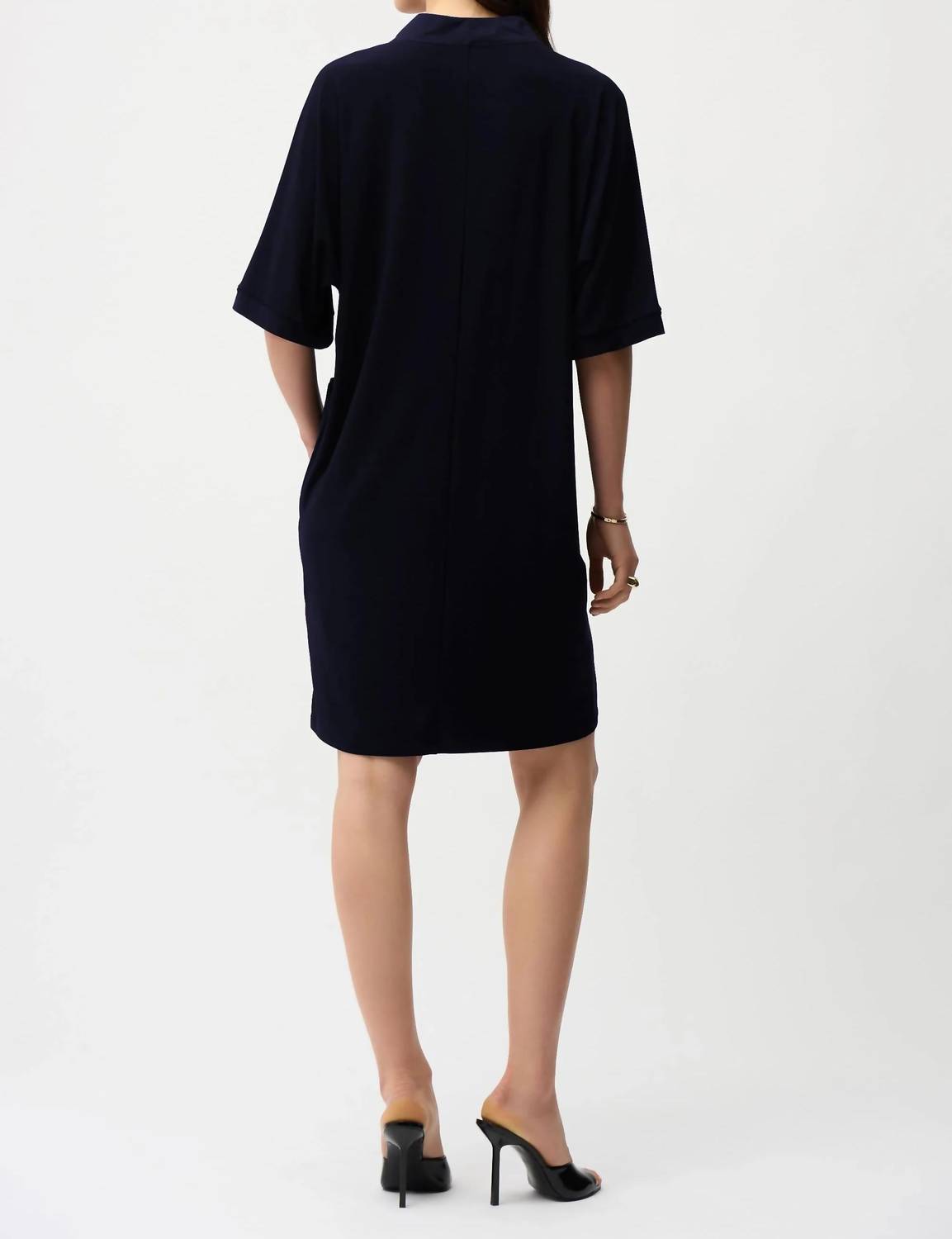 Joseph Ribkoff - Notched V-neck Half Sleeve Shift Dress