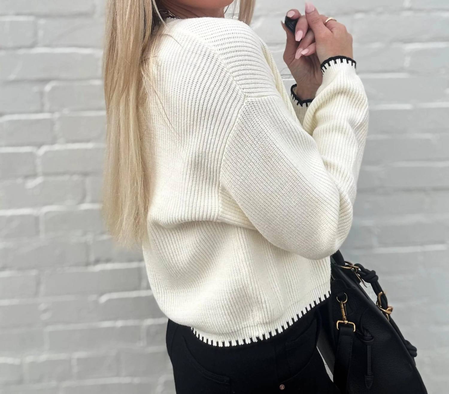 The Workshop Studio - Contrast Stitch Button Down Sweater