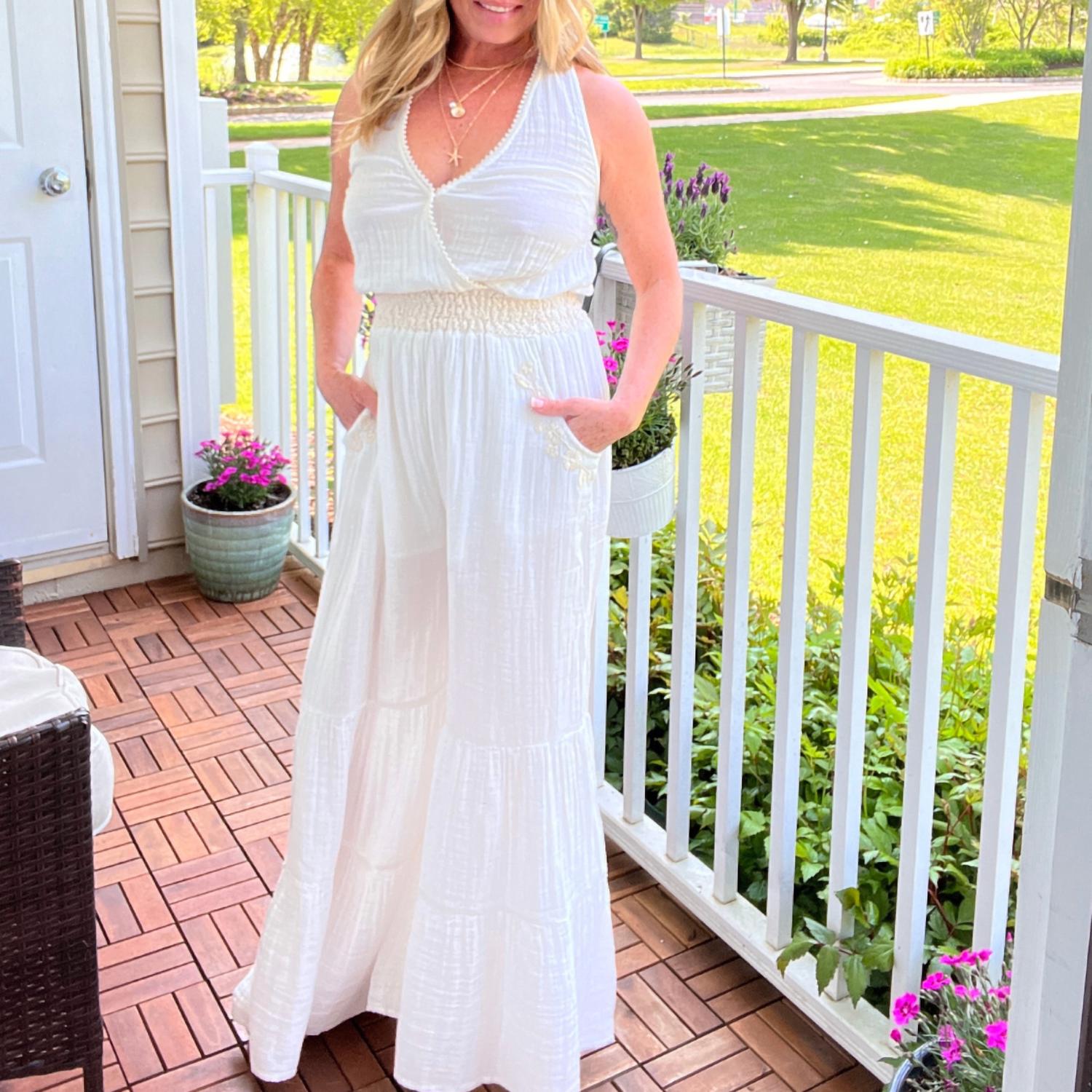 Gauze Embroidered Jumpsuit