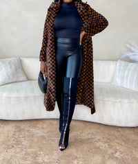 Privy - Come See Me Faux Fur Checkered Coat