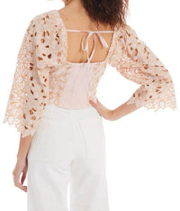 ALLISON NEW YORK Poppy Crop Top in blush - women's shirt - detail view