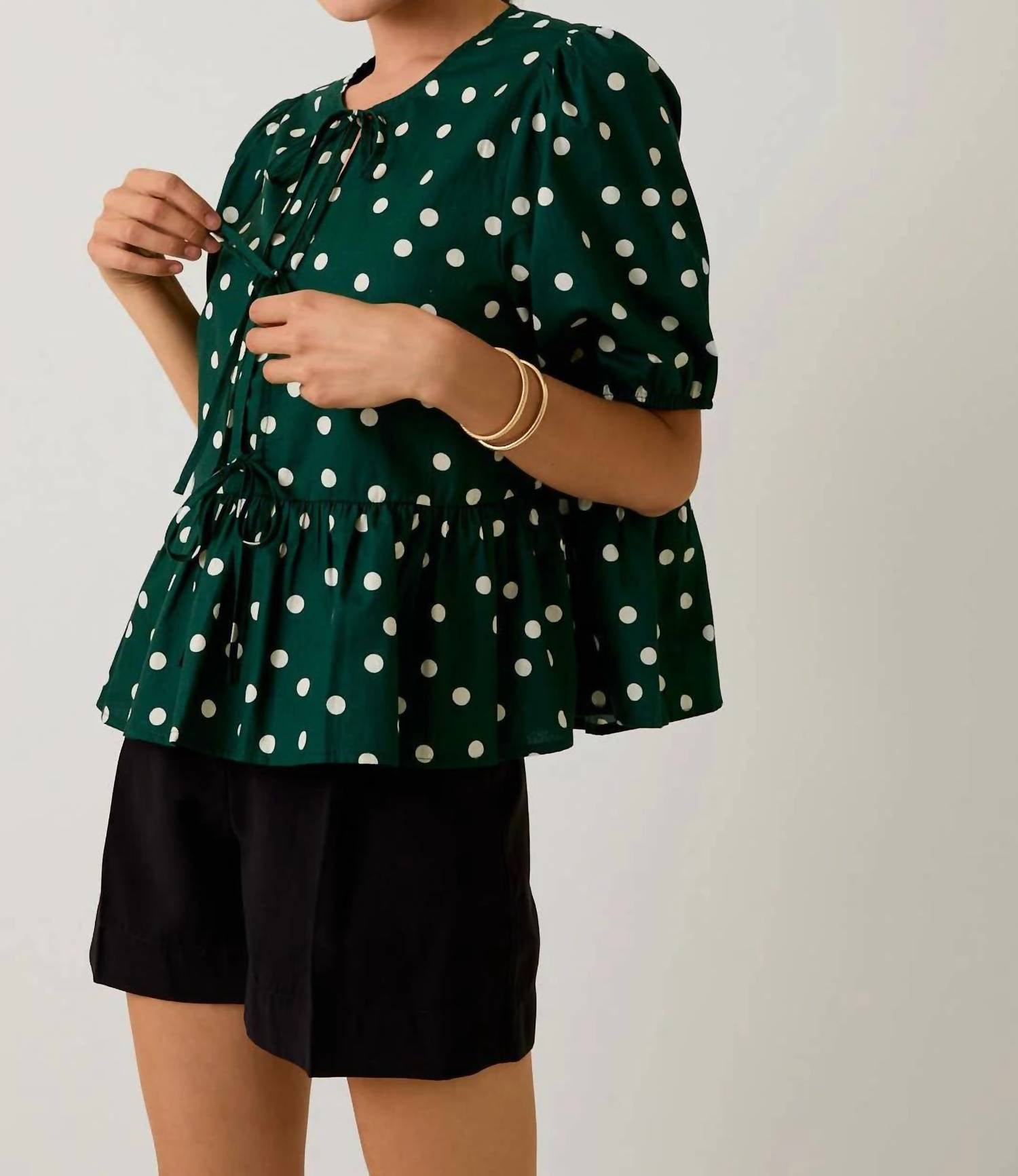 Le Lis - Stephanie Puff Sleeve Polka Dot Blouse