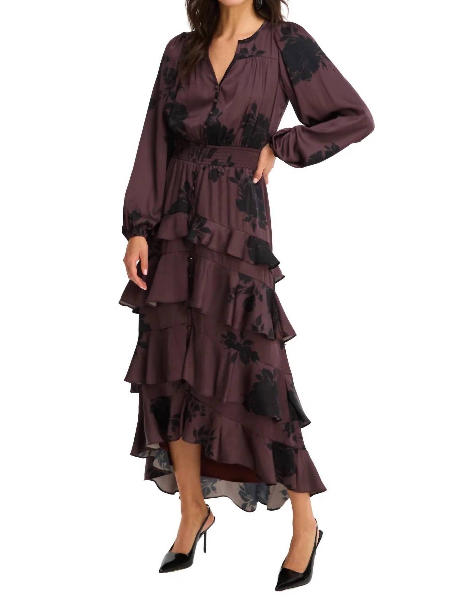 ALLISON NEW YORK Josie Maxi Dress in brown floral - women's dress