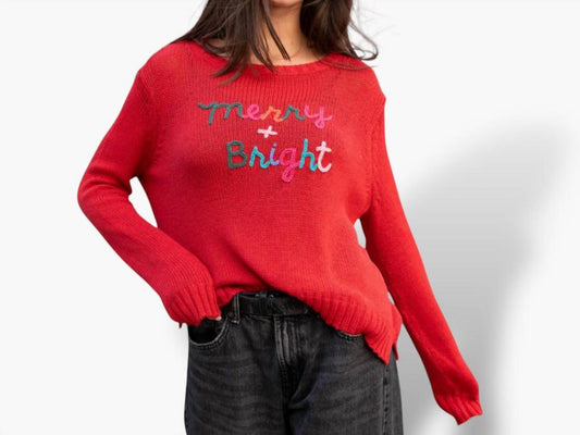 Wooden Ships - Merry And Bright Embroidered Crew Sweater