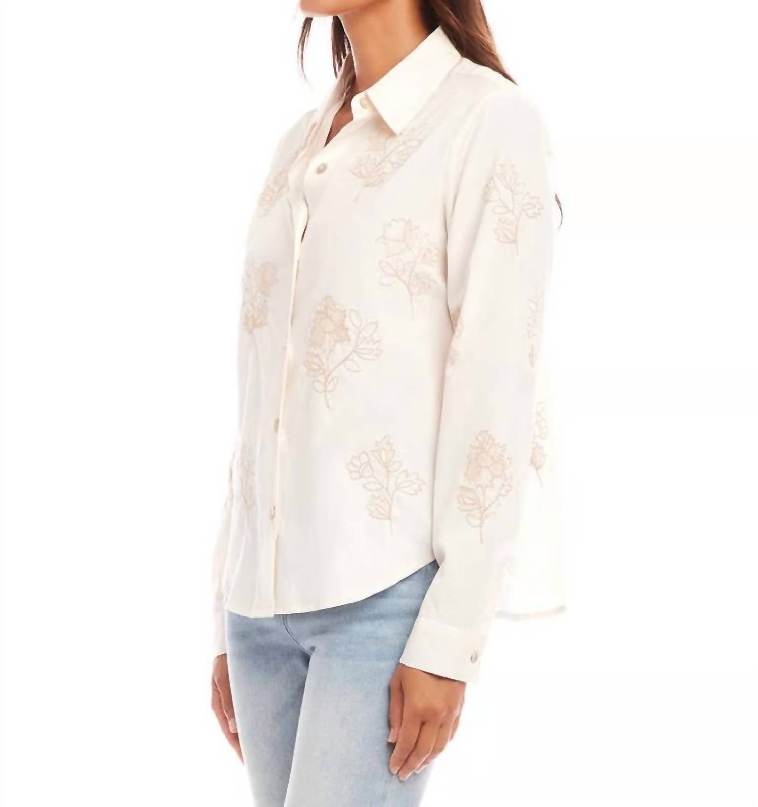 Karen Kane - Embroidered Button Up Shirt
