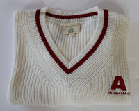 Ellsworth + Ivey Alabama V-neck Varsity Sweater in white - women's sweater - alternate view