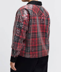Foxcroft - Marina Sequined Long Sleeve Short Shirt