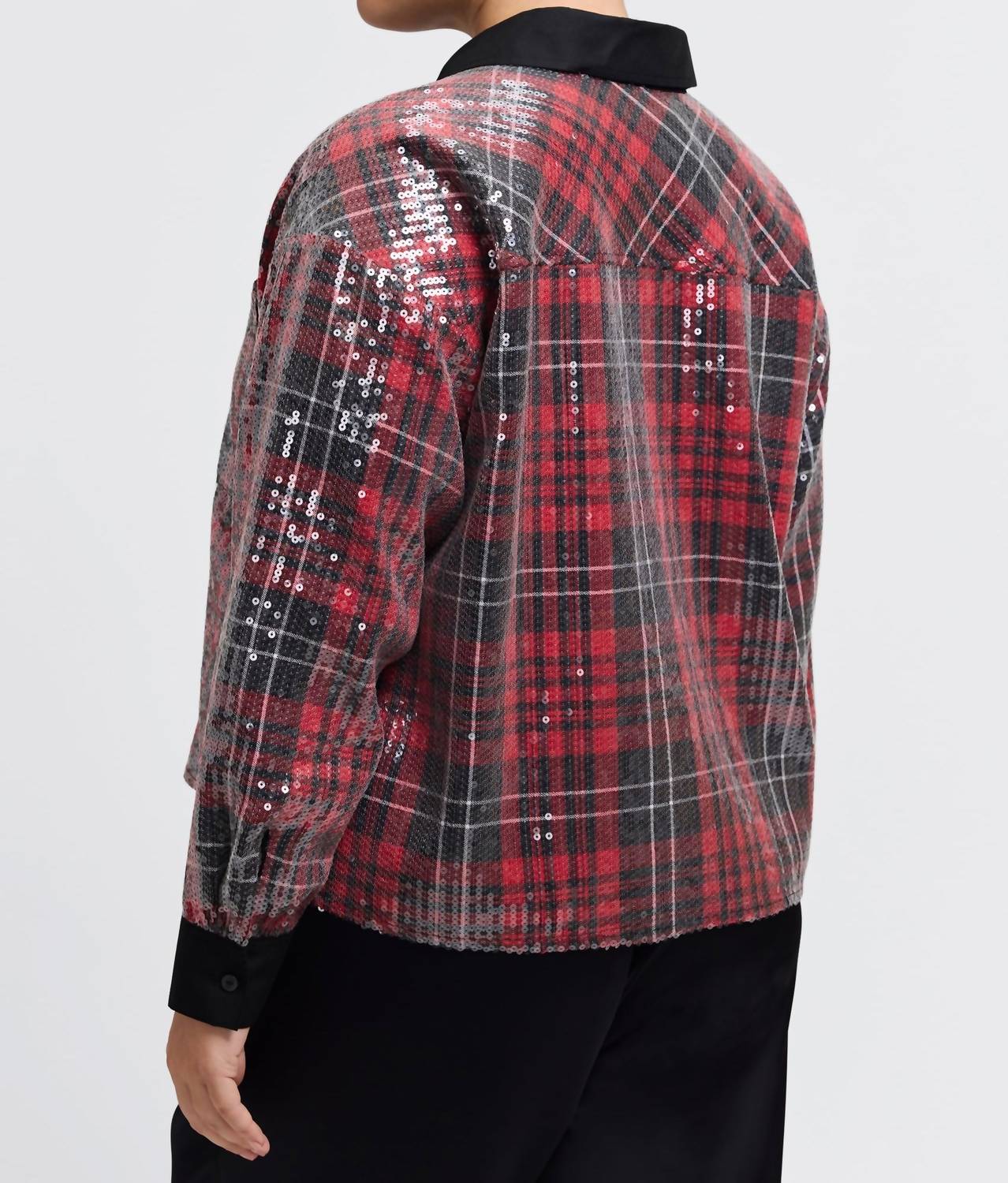 Foxcroft - Marina Sequined Long Sleeve Short Shirt