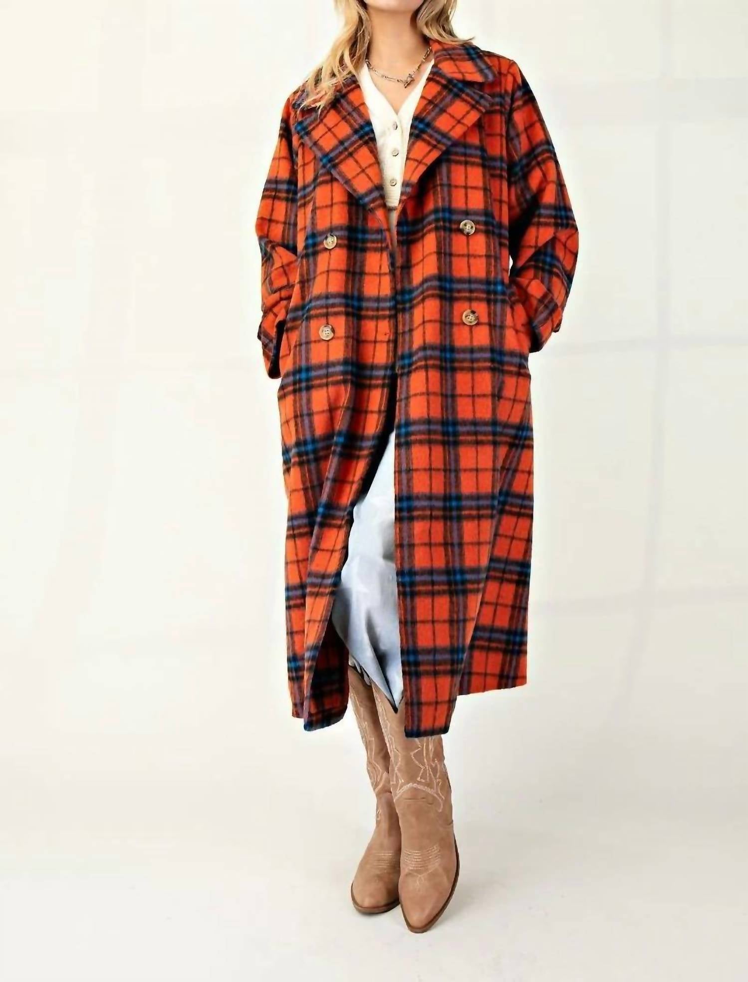 Easel - Plaid Long Coat