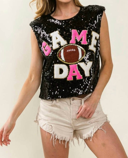 Bibi - Touch Down Sequins Game Day Tank Tops