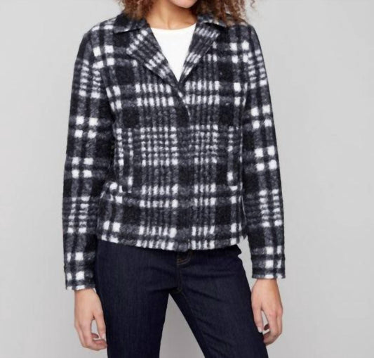 Charlie B - Plaid Bouclé Knit Short Coat