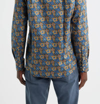 Scott Barber Canclini Regular Fit Floral Cotton Button-up Shirt in blue - men's shirt - alternate view
