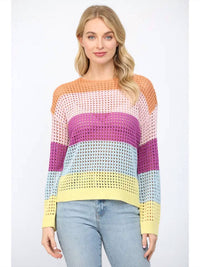Fate - Maggie Striped Open Weave Sweater