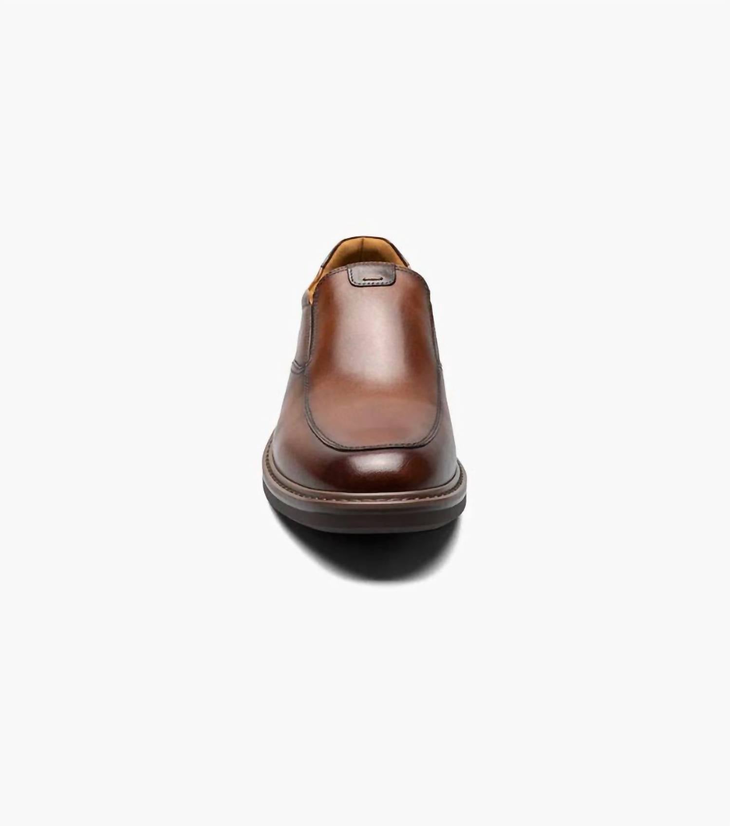 Florsheim Men's Norwalk Moc Toe Slip On in cognac - men's loafer - detail view