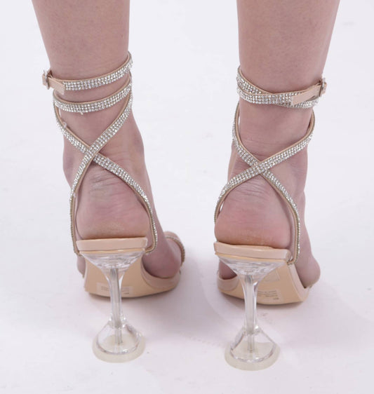 Cape Robbin - Women's Daddy Catchers Lucite Rhinestone Strappy Sandal Heels