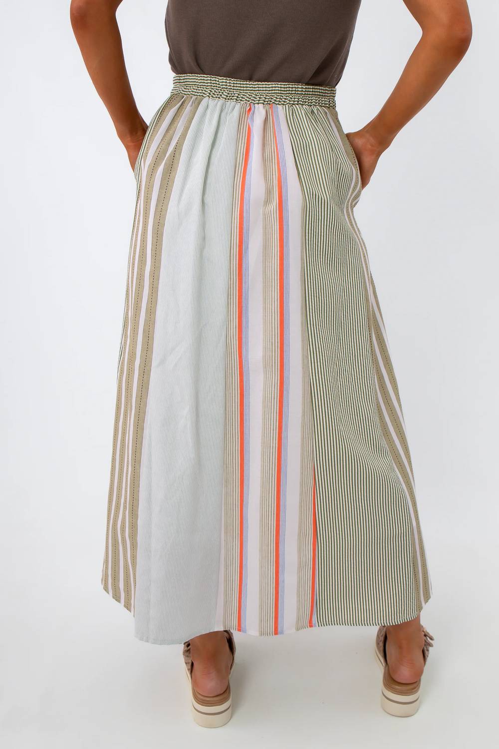 Baevely By Wellmade - Aurelia Summer Stripe Midi Skirt