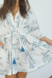 NIBI MTK Savannah Kaftan Dress in faded teal palms - women's dress - view 6