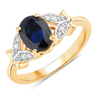 Diana M Jewels Women's Oval Natural Sapphire Fashion Ring (1.62 Ct) - Classic in 14k yellow gold - women's jewelry